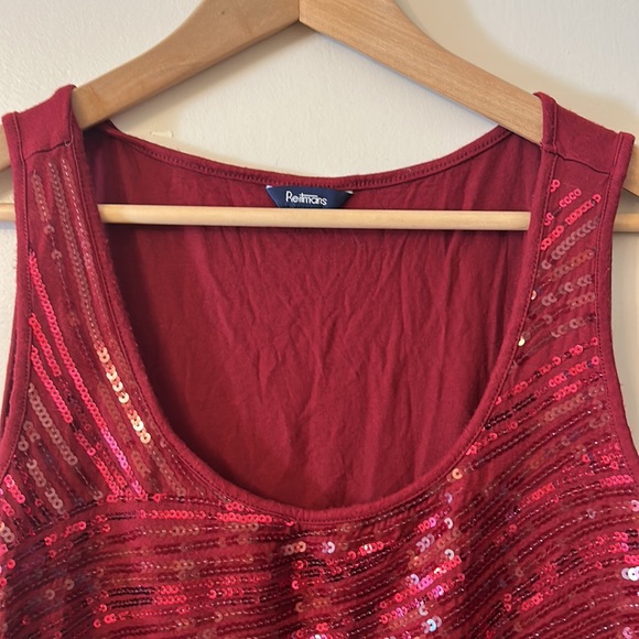 Red sequinned sleeveless top - Picture 3 of 3